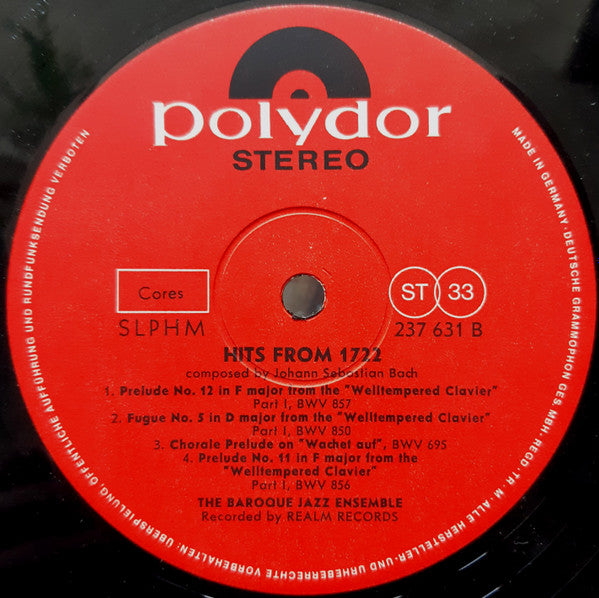 The Baroque Jazz Ensemble, Johann Sebastian Bach : Hits From 1722 (LP, Album)