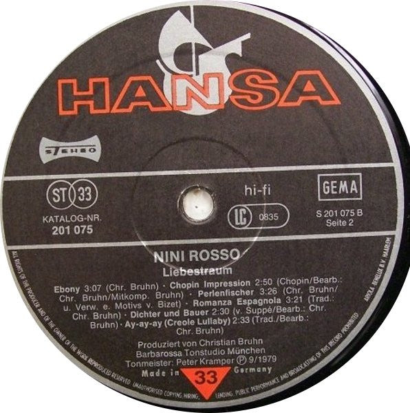 Nini Rosso : Liebestraum (LP, Album)