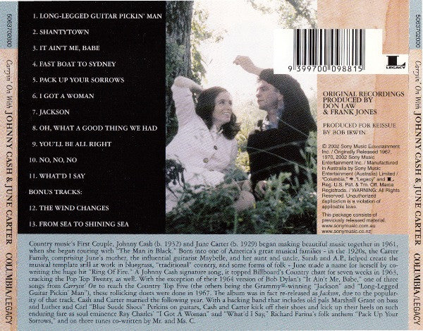 Johnny Cash & June Carter : Carryin' On With Johnny Cash & June Carter (CD, Album)