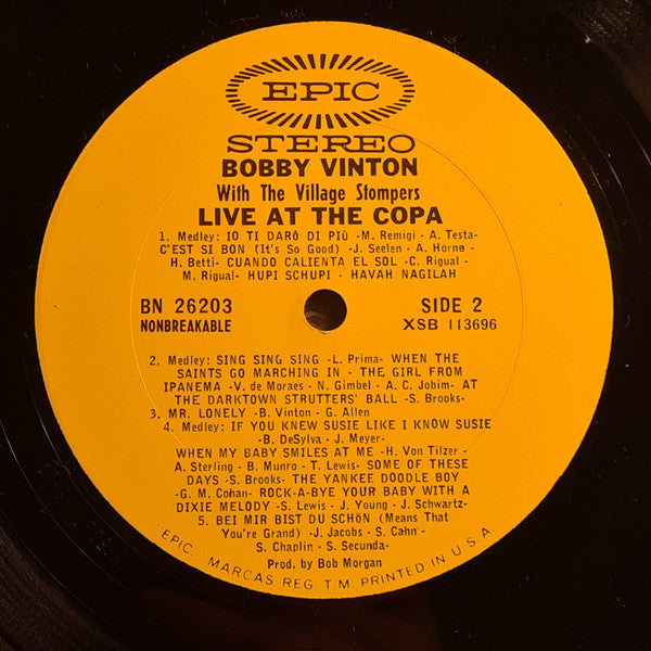 Bobby Vinton With The Village Stompers : Live At The Copa (LP, Ter)