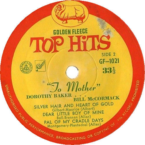 Bill McCormack ... Dorothy Baker : To Mother (7", EP, S/Edition)