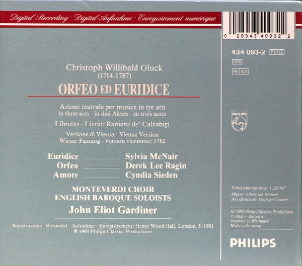 Gluck* - Sylvia McNair · Derek Lee Ragin · Cyndia Sieden · The Monteverdi Choir · English Baroque Soloists* · John Eliot Gardiner : Orfeo Ed Euridice (2xCD, Album + Box, Sli)