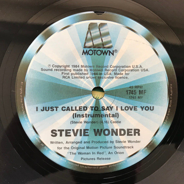Stevie Wonder : I Just Called To Say I Love You (7", Single)