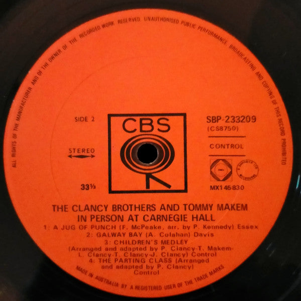 The Clancy Brothers & Tommy Makem : In Person At Carnegie Hall (LP, Album)