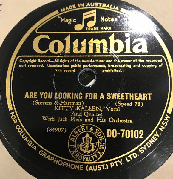 Kitty Kallen With Jack Pleis And His Orchestra : Little Things Mean A Lot / Are You Looking For A Sweetheart (Shellac, 10")