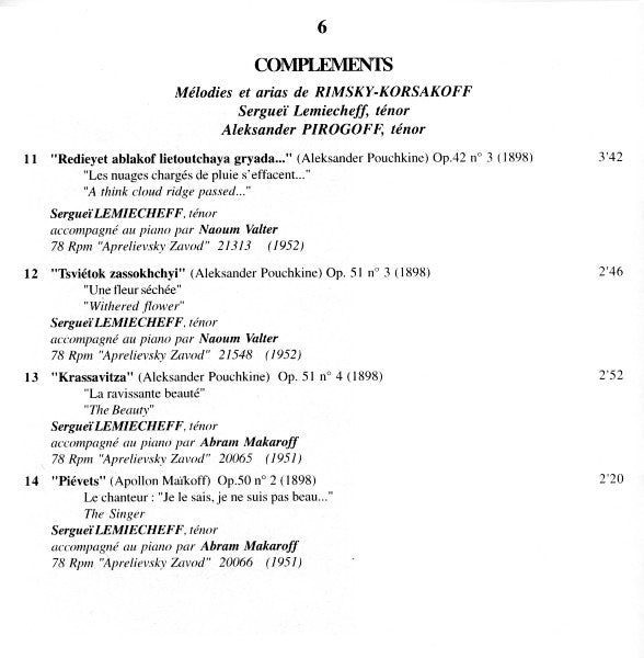 Rimsky-Korsakoff* - S. Lemiecheff*, A. Pirogoff*, Samossoud* : Mozart Et Salieri (CD, Comp, RM)