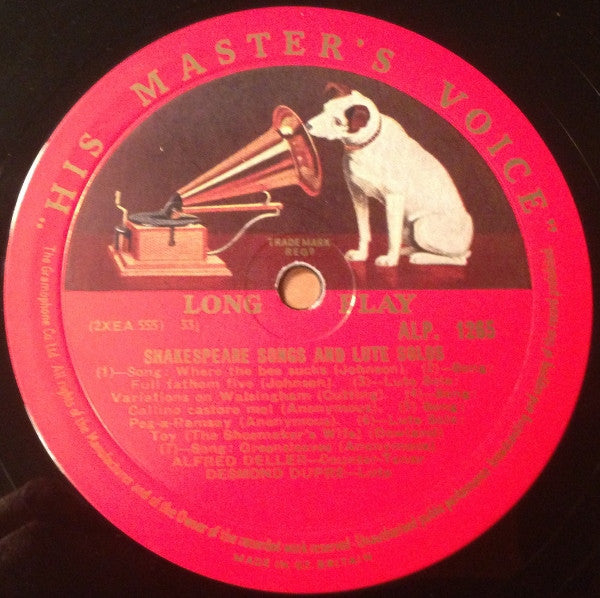 Alfred Deller And Desmond Dupré : Shakespeare Songs And Lute Solos (LP, Mono, RP)