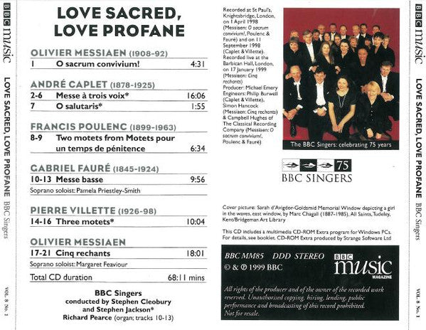 Gabriel Fauré / Francis Poulenc / Olivier Messiaen - BBC Singers, Stephen Cleobury And Stephen Jackson : Love Sacred, Love Profane (CD, Album, Enh)