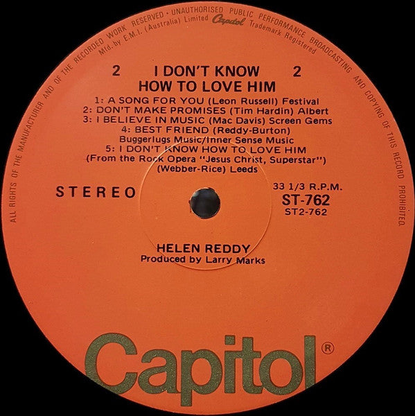Helen Reddy : I Don't Know How To Love Him (LP, Album)