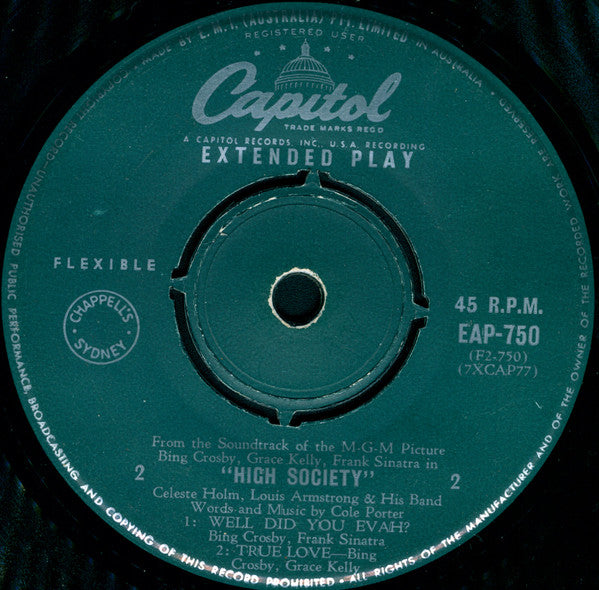 Bing Crosby - Grace Kelly - Louis Armstrong And His Band - Frank Sinatra : High Society (7", EP)