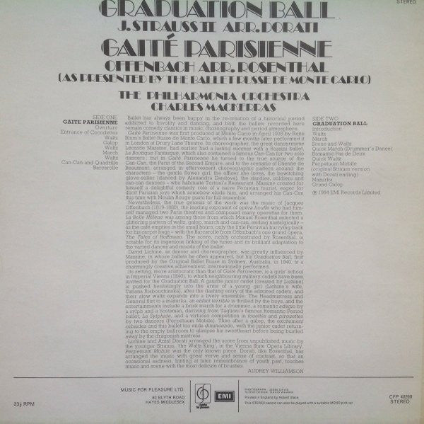 Philharmonia Orchestra, Sir Charles Mackerras : Graduation Ball - J. Strauss II Arr. Dorati -- Gaité Parisienne - Offenbach Arr. Rosenthal (LP, RE)