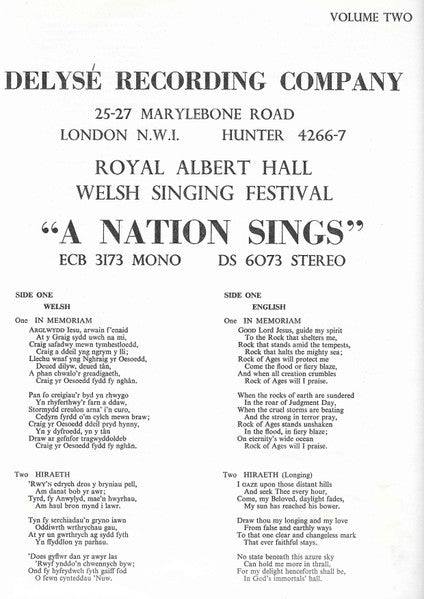 Six Thousand Voices* : A Nation Sings (Volume Two) "Gymanfa Ganu" - 1965 (LP, Mono)