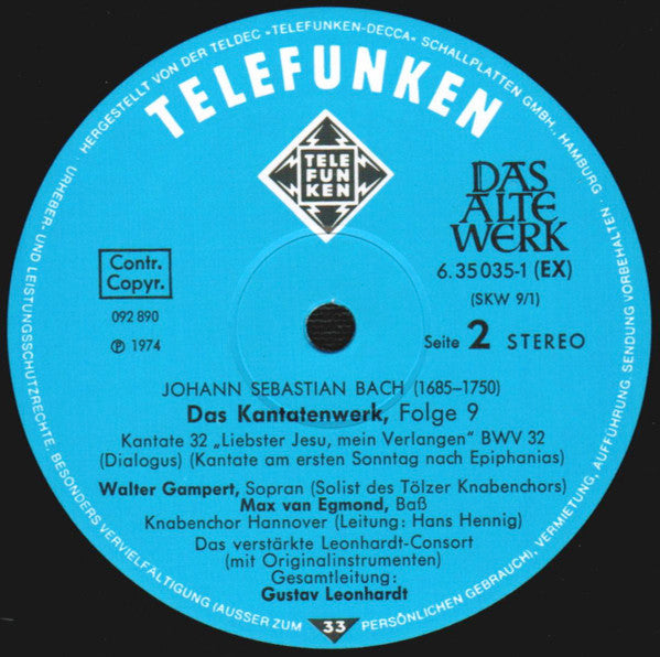 Bach* : Kantatenwerk · Complete Cantatas | BWV 31-34 | 9 (2xLP + Box)