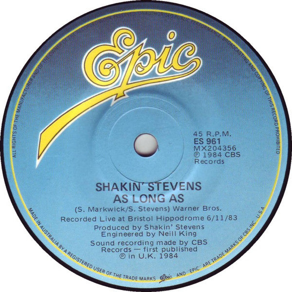 Shakin' Stevens : A Love Worth Waiting For (7", Single)