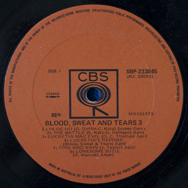 Blood, Sweat And Tears : Blood, Sweat And Tears 3 (LP, Album)