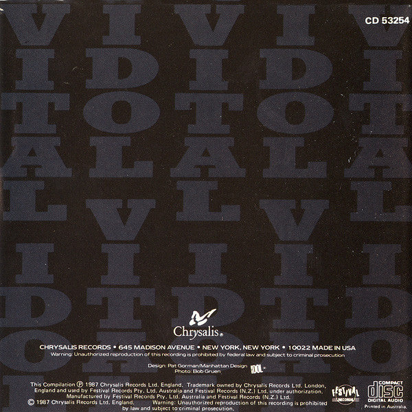 Billy Idol : Vital Idol (CD, Album, Comp, RE)