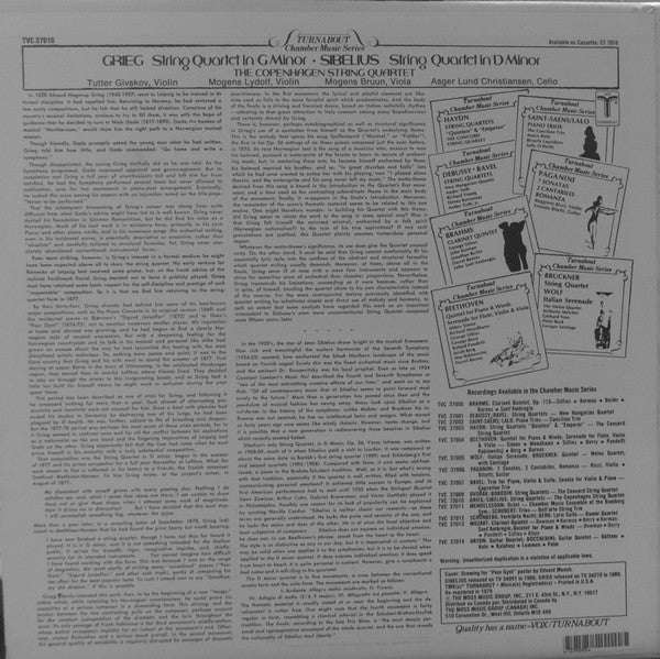 Edvard Grieg / Jean Sibelius ; Københavns Strygekvartet : String Quartet In G Minor / String Quartet In D Minor (LP, Comp, RM)