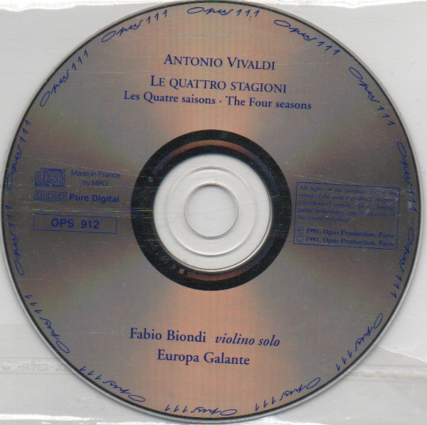 Antonio Vivaldi, Europa Galante, Fabio Biondi : Le Quattro Stagioni (CD, Album, Car)