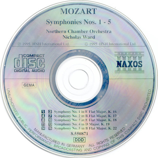 Mozart*, Northern Chamber Orchestra, Nicholas Ward : Symphonies Nos. 1 - 5 (CD, Album)