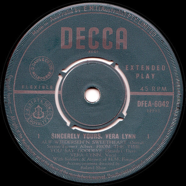 Vera Lynn : Sincerely Yours, Vera Lynn (7", EP)