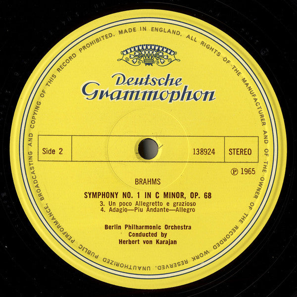 Herbert von Karajan - Brahms* - Berlin Philharmonic* : Symphony No. 1 (LP, RP)