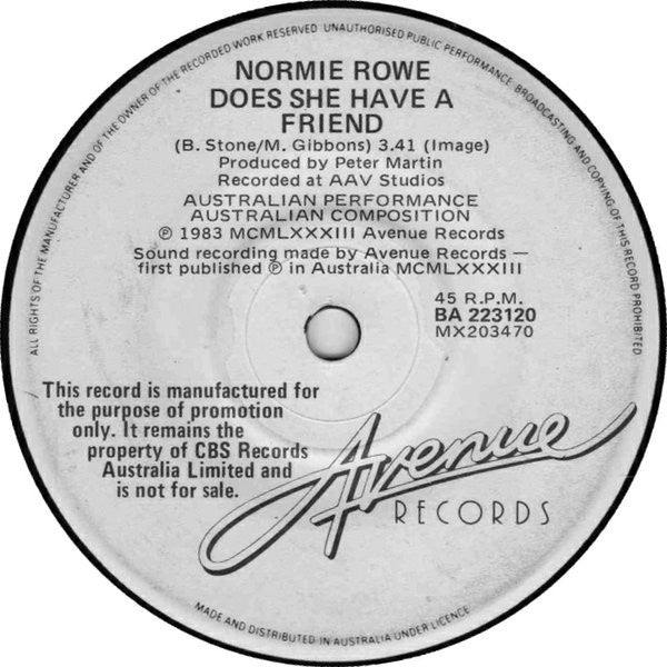 Normie Rowe : Rock And Roll You're Beautiful (7", Single, Promo)