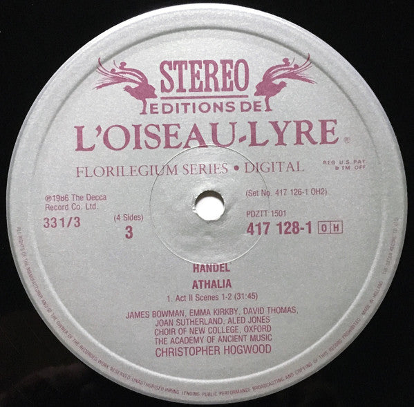 Handel* - Joan Sutherland, Emma Kirkby • James Bowman (2) • Aled Jones, Anthony Rolfe Johnson • David Thomas (9), The Academy Of Ancient Music, Christopher Hogwood : Athalia (2xLP, Box + Box)