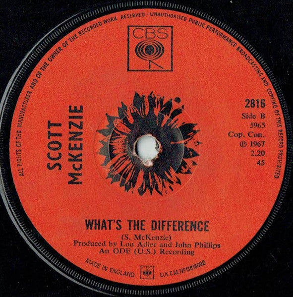 Scott McKenzie : San Francisco (Be Sure To Wear Some Flowers In Your Hair) (7", Single, Sol)