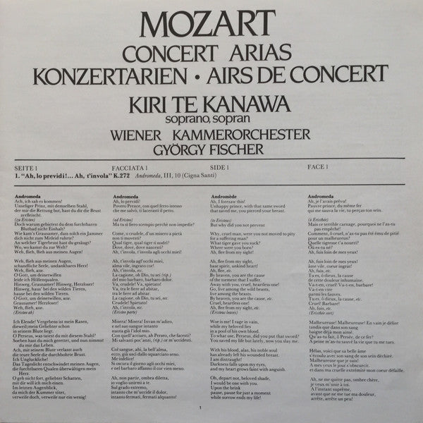 Kiri Te Kanawa, Mozart*, Wiener Kammerorchester, György Fischer : Concert Arias = Konzertarien = Airs De Concert (LP)