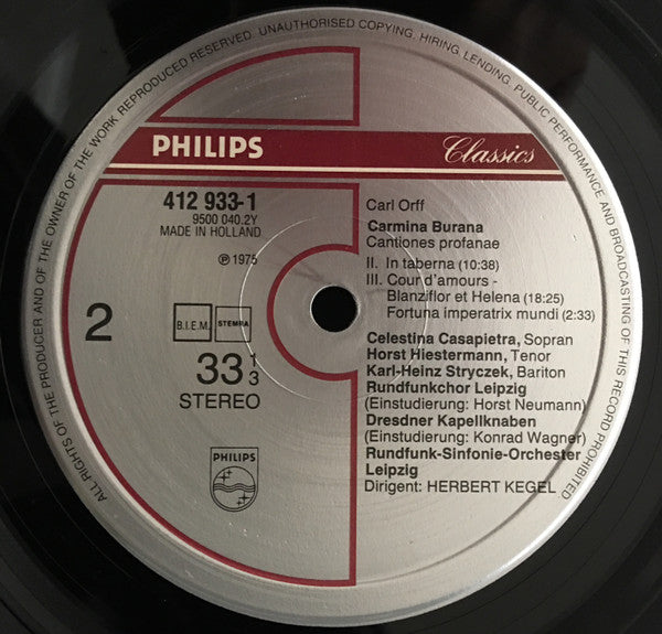 Orff*, Herbert Kegel : Carmina Burana (LP, Album, RE)