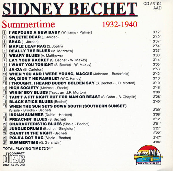 Sidney Bechet : Summertime 1932-1940 (CD, Comp)