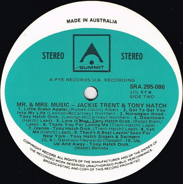 Jackie Trent & Tony Hatch : Mr. And Mrs. Music (LP, Comp)