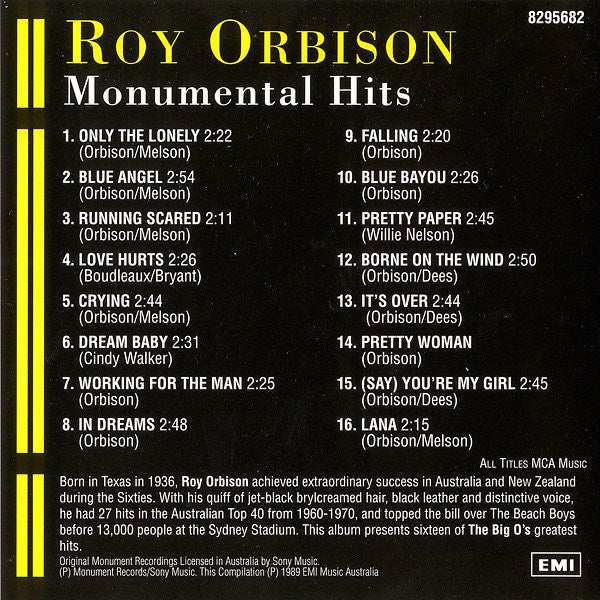 Roy Orbison : Monumental Hits (CD, Comp, RE)