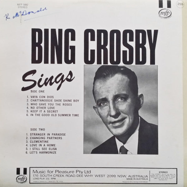 Bing Crosby : Bing Crosby Sings (LP, Comp, RE)