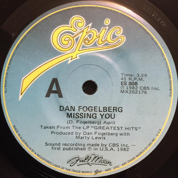 Dan Fogelberg : Missing You (7", Single)