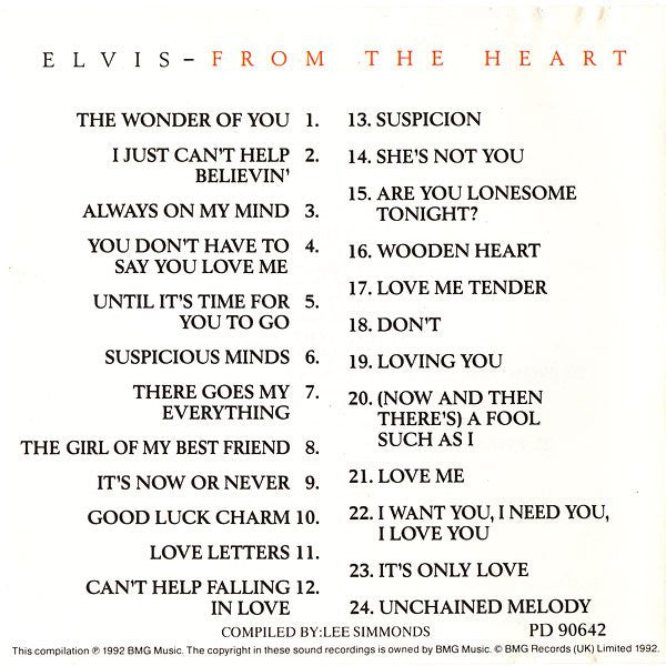 Elvis* : From The Heart (His Greatest Love Songs) (CD, Comp)