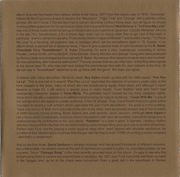Various : Classic Jazz-Funk Mastercuts Volume 2 (CD, Comp)