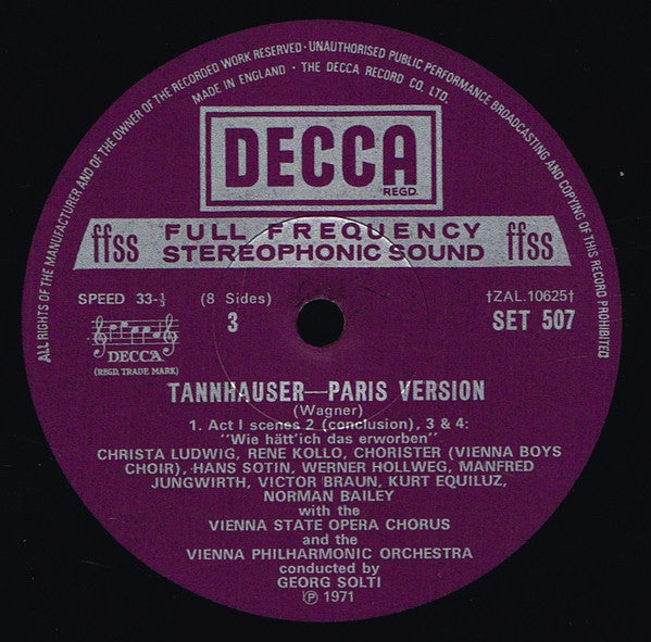 Richard Wagner - Wiener Philharmoniker, Georg Solti : Tannhäuser (Paris Version) (Box + 4xLP)