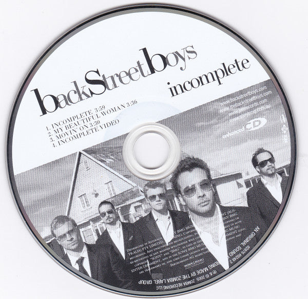 Backstreet Boys : Incomplete (CD, Single, Enh)