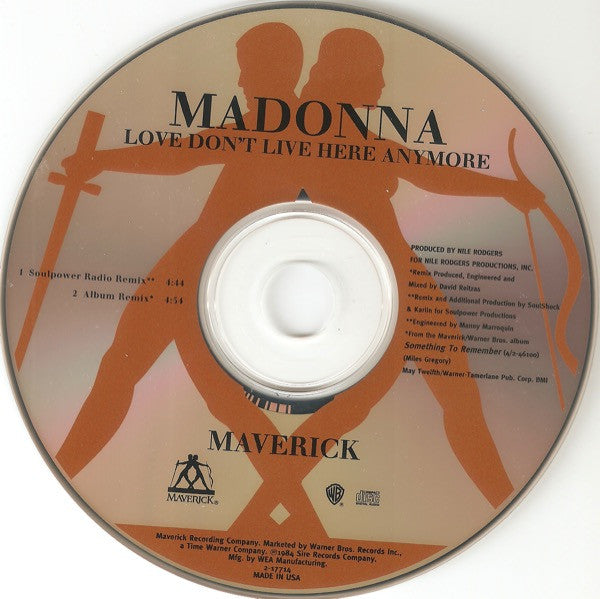 Madonna : Love Don't Live Here Anymore (CD, Single)