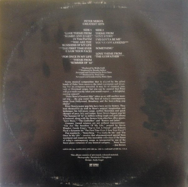 Peter Nero : Peter Nero's Greatest Hits (LP, Comp)