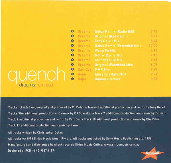Quench : Dreams:Remixed (CD, Single)