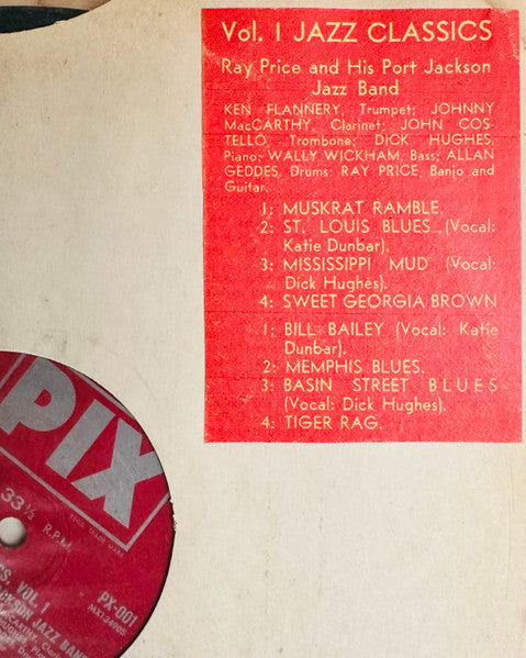 Ray Price (6) And His Port Jackson Jazz Band* : Jazz Classics Vol. 1 (10", Album, Mono)