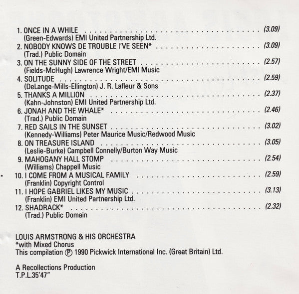 Louis Armstrong And His Orchestra : Just Louis (CD, Comp)