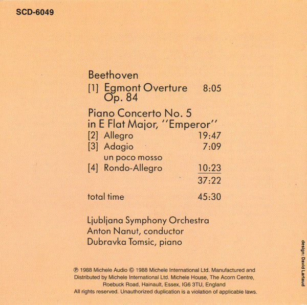 Dubravka Tomsic, Ludwig van Beethoven : Emperor Concerto / Egmont Overture (CD)