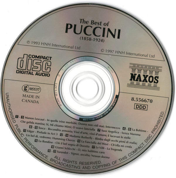 Giacomo Puccini : The Best Of Puccini (CD, Album, Comp)