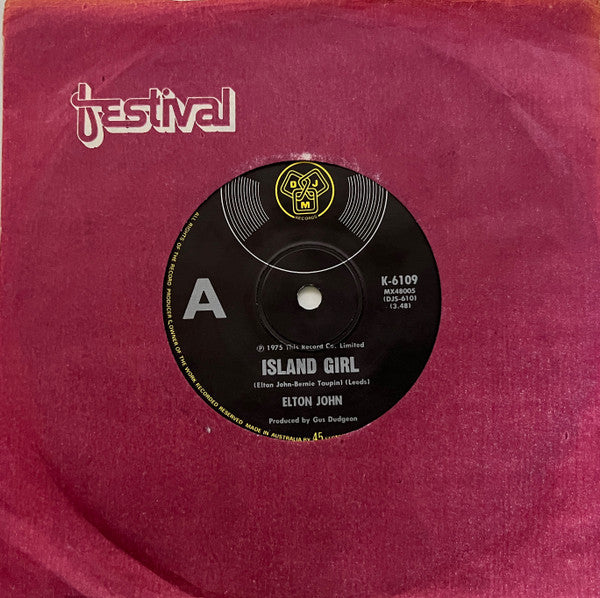 Elton John : Island Girl (7", Single)