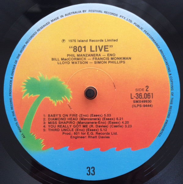 801 : 801 Live (LP, Album)