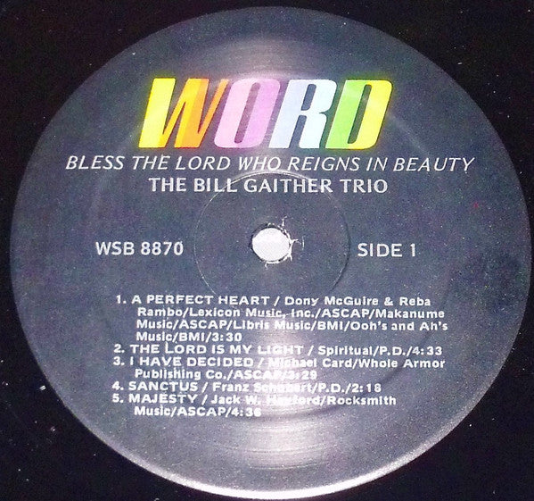 The Bill Gaither Trio : Bless The Lord Who Reigns In Beauty (LP, Album)
