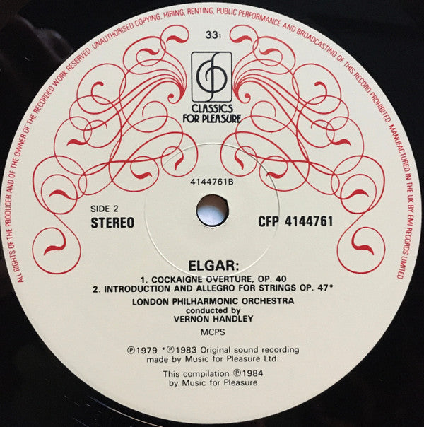 Sir Edward Elgar, Vernon Handley, London Philharmonic Orchestra : Falstaff - Symphonic Study / Cockaigne Overture / Introduction And Allegro (LP, Comp)